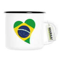 Emaille Tasse Brasilien Flagge Herz 300ml Vintage