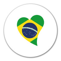 Aufkleber Brasilien Flagge Herz 10cm rund