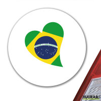 Aufkleber Brasilien Flagge Herz 10cm rund