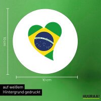 Aufkleber Brasilien Flagge Herz 10cm rund