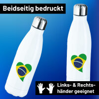 Edelstahl-Trinkflasche Brasilien Flagge Herz 500ml Wasserflasche