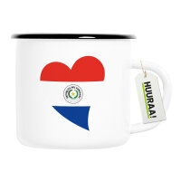 Emaille Tasse Paraguay Flagge Herz 300ml Vintage Emaille Becher