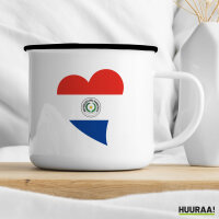 Emaille Tasse Paraguay Flagge Herz 300ml Vintage Emaille Becher