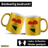 Glitzertasse Paraguay Flagge Herz 330ml