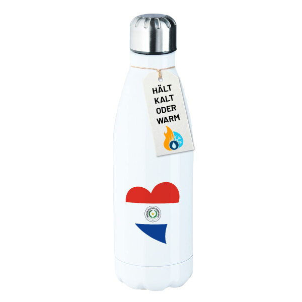 Edelstahl-Trinkflasche Paraguay Flagge Herz 500ml Wasserflasche