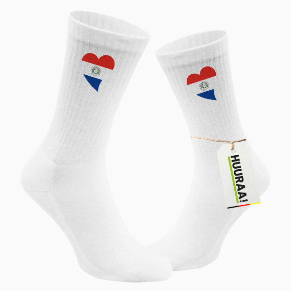 Socken Paraguay Flagge Herz Größe 37/46 White Motiv Tennissocken