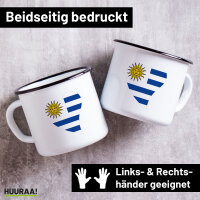 Emaille Tasse Uruguay Flagge Herz 300ml Vintage