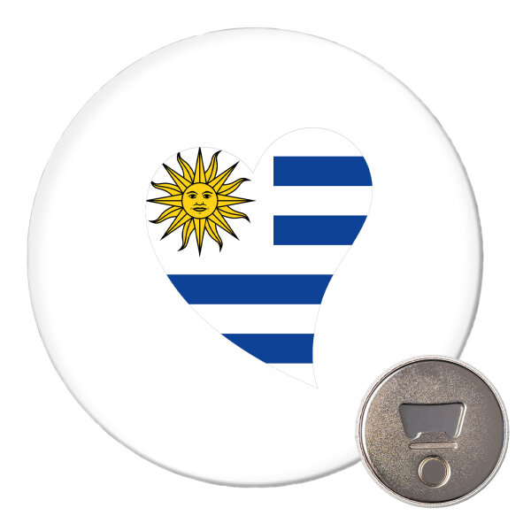Magnet Uruguay Flagge Herz 59mm Kühlschrankmagnet