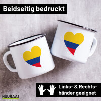 Emaille Tasse Kolumbien Flagge Herz 300ml Vintage