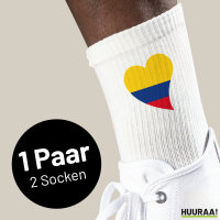 Socken Kolumbien Flagge Herz Größe 37/46 White...