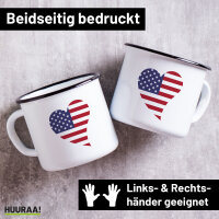 Emaille Tasse USA Flagge Herz 300ml Vintage