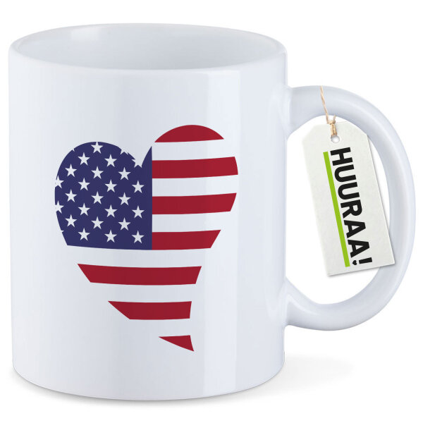 Kaffeetasse USA Flagge Herz 330ml