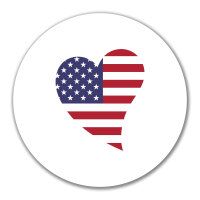 Aufkleber USA Flagge Herz 10cm rund
