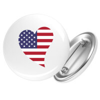 Button USA Flagge Herz Anstecker