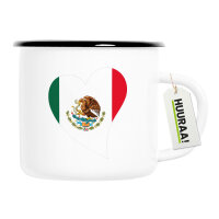 Emaille Tasse Mexiko Flagge Herz 300ml Vintage Emaille Becher
