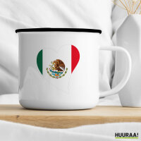 Emaille Tasse Mexiko Flagge Herz 300ml Vintage