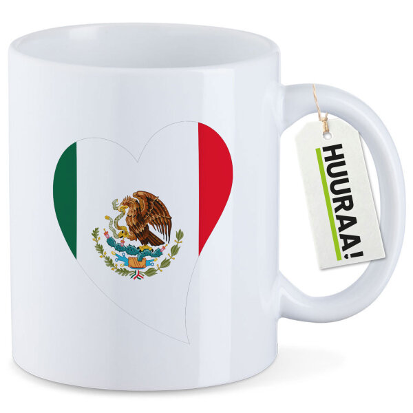 Kaffeetasse Mexiko Flagge Herz 330ml