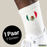 Socken Mexiko Flagge Herz Größe 37/46 White...