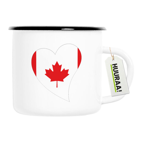 Emaille Tasse Kanada Flagge Herz 300ml Vintage