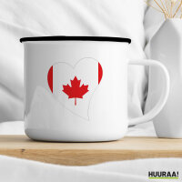 Emaille Tasse Kanada Flagge Herz 300ml Vintage