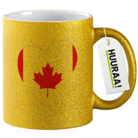 Glitzertasse Kanada Flagge Herz 330ml