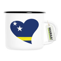 Emaille Tasse Curacao Flagge Herz 300ml Vintage Emaille...