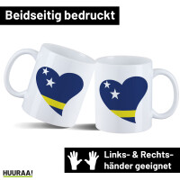Kaffeetasse Curacao Flagge Herz 330ml