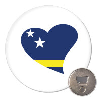 Magnet Curacao Flagge Herz 59mm Kühlschrankmagnet
