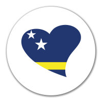 Aufkleber Curacao Flagge Herz 10cm rund