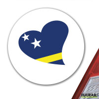 Aufkleber Curacao Flagge Herz 10cm rund