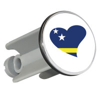 Waschbeckenstöpsel Curacao Flagge Herz 4cm...