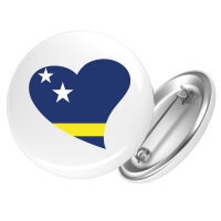 Button Curacao Flagge Herz rund