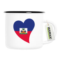Emaille Tasse Haiti Flagge Herz 300ml Vintage
