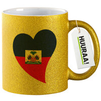 Glitzertasse Haiti Flagge Herz 330ml