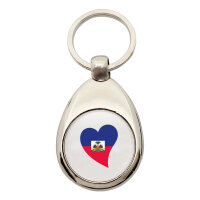 Schlüsselanhänger Haiti Flagge Herz Schlüsselring