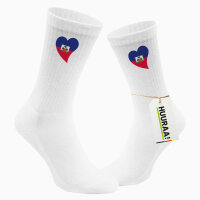 Socken Haiti Flagge Herz Größe 37/46 White...