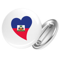 Button Haiti Flagge Herz Anstecker