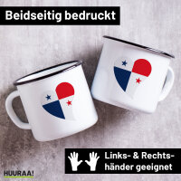 Emaille Tasse Panama Flagge Herz 300ml Vintage Emaille Becher