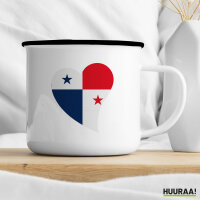 Emaille Tasse Panama Flagge Herz 300ml Vintage Emaille Becher