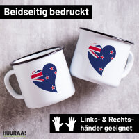 Emaille Tasse Neuseeland Flagge Herz 300ml Vintage