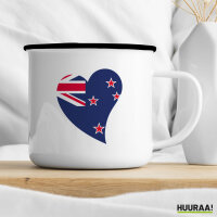 Emaille Tasse Neuseeland Flagge Herz 300ml Vintage