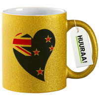 Glitzertasse Neuseeland Flagge Herz 330ml