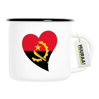 Emaille Tasse Angola Flagge Herz 300ml Vintage Emaille...