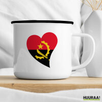 Emaille Tasse Angola Flagge Herz 300ml Vintage Emaille Becher
