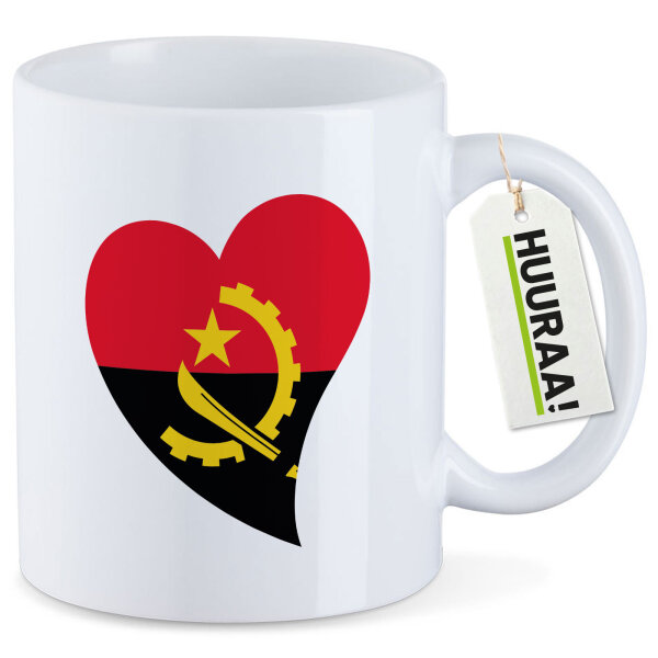 Kaffeetasse Angola Flagge Herz 330ml