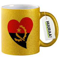 Glitzertasse Angola Flagge Herz 330ml