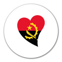 Aufkleber Angola Flagge Herz 10cm rund