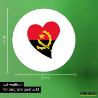 Aufkleber Angola Flagge Herz 10cm rund