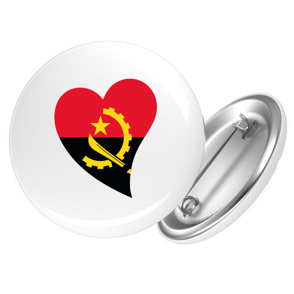 Button Angola Flagge Herz Anstecker