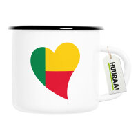 Emaille Tasse Benin Flagge Herz 300ml Vintage Emaille Becher